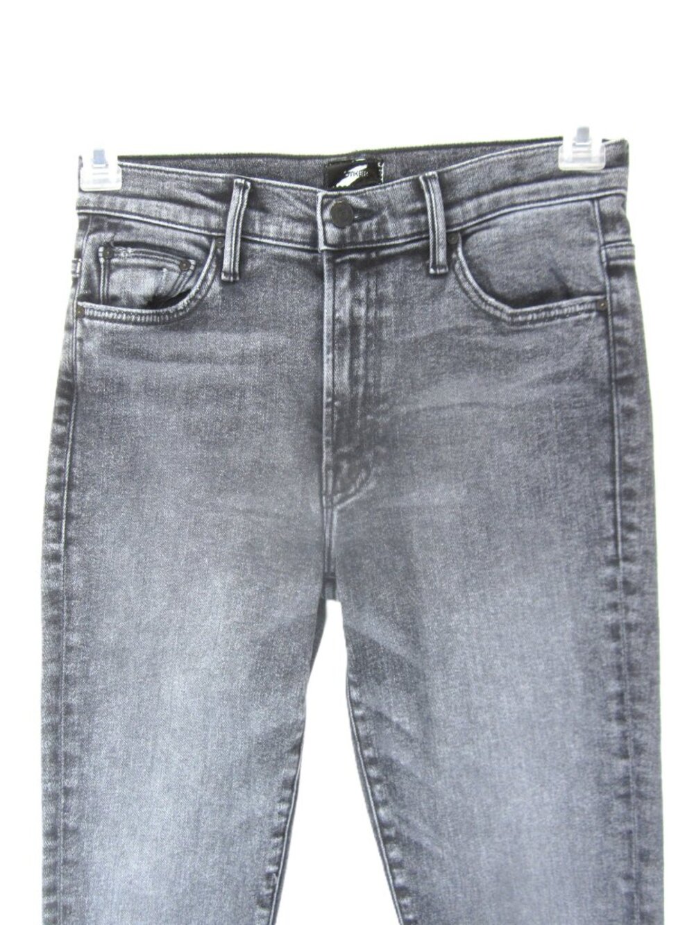 MOTHER 27 EUC The Insider Crop Step Fray Jeans Train Stops Gray Black Raw Hem - Picture 3 of 11